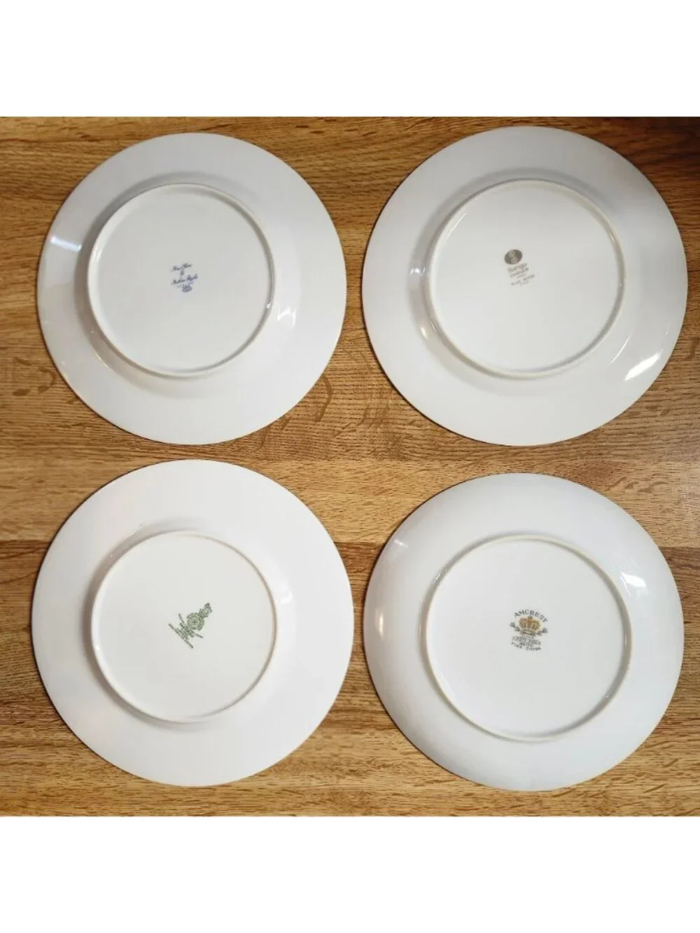 Mismatched Lunch Plates Colorful Florals Silver Rims 7.5